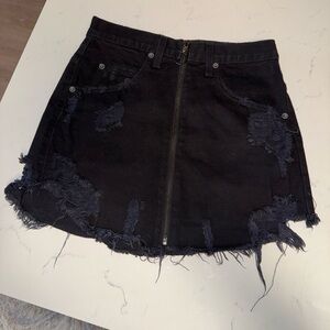 Carmar Black Distressed Denim Skirt